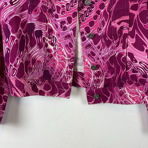 Ice Jeans Iceberg Jacket Womens 44M Button Down Cropped 2 Pocket Casual Floral - Picture 2 of 8